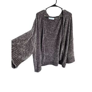 Lucky Penny Anthropologie Chenille Chunky Rib Knit Dolman Sleeve Cardigan L